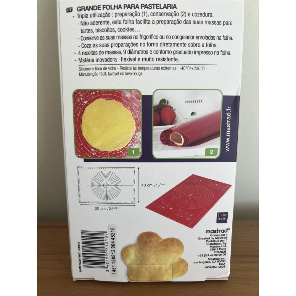 Mastrad Paris Pastry Mat Large Flexible Non Stick Red Silicone Baking Cookies